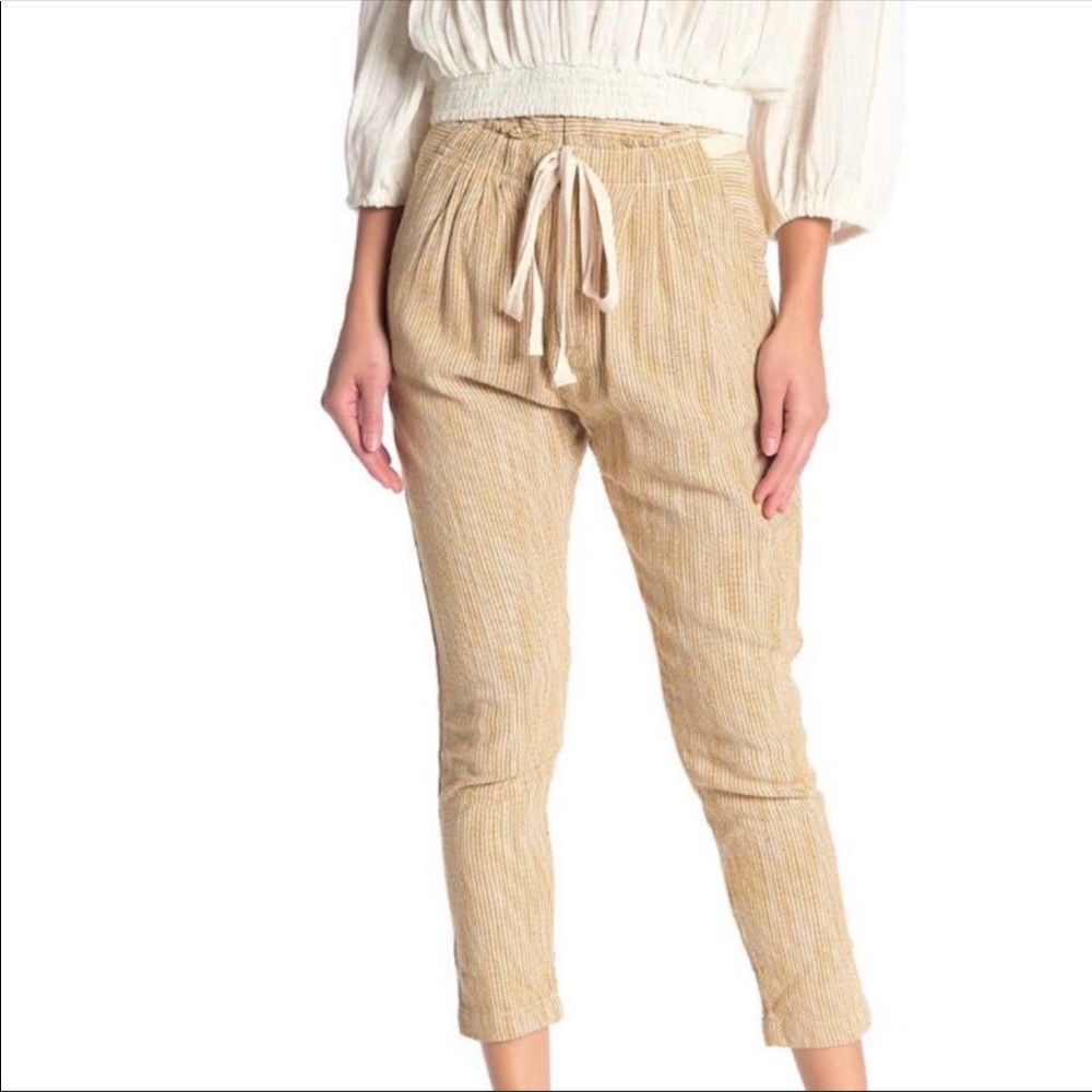 NWT Free People olive and cream pants tapered 2
